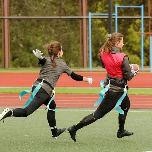 Junkin 6/8/10 Players Flag Football Sets Adjustable Football Belts and Flags for Youths Teens Kids Adults Players Sports Team - color: Candy Green