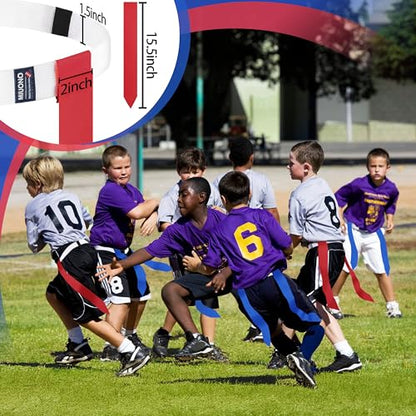Flag Football Belts, Set of Flag Football Flags for Kids Adults, and Youth, Adjustable Flag Football Belt Set 14 Players Training Competition (Red and Blue)