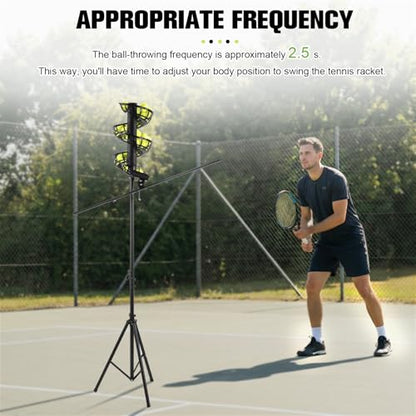 Single-Person Swing Practice Trainer with Extra Track Hold 33 Balls Fixed Frequency Tennis Ball Non-Electric Height Adjustable for Beginners and Children