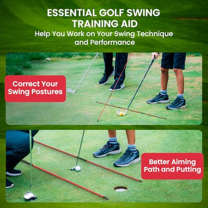 FINGER TEN Golf Alignment Sticks Rods Swing Trainer Tools 43 Inch 2 Or 3 Pack, Fits in Golf Bag Tour Stickers Practice Training Aid - color: 3 Pack Red