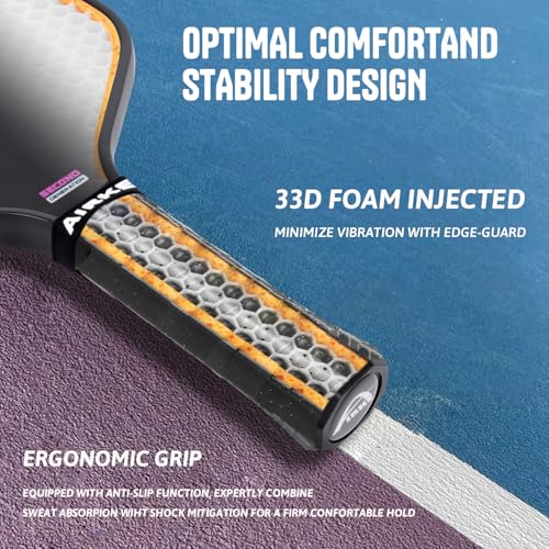 Pickleball Paddles - T700 Carbon Fiber Paddle with Honeycomb Core Pickleball Rackets - Lightweight Precision & Enhanced Shock - color: Purple