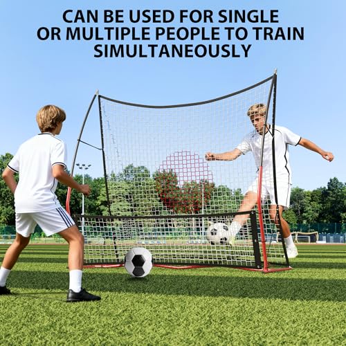GAOMON Soccer Rebounder, 2-in-1 Soccer Rebound Net Easy Setup, 6'x4.6' Large Net & 6'x16 Small Bounce Back Nets, for Outdoor Soccer Practice Team Volley Passing Solo Training