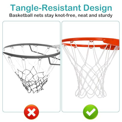2Pack 8 Loops Mini Basketball Net Replacement, Heavy-Duty Nylon Little Small Basketball Net for Indoor Door Room Walls 8"-10.25" Hoop