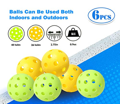 GSE Games & Sports Expert Pickleball Paddles Set with Lightweight Pickleball Rackets & Indoor/Outdoor Pickle-Balls & Mesh Carrying Bag for Family and Friends (2 Paddles/4 Balls or 4 Paddles/6 Balls) - style: 4 Paddles / 6 Balls