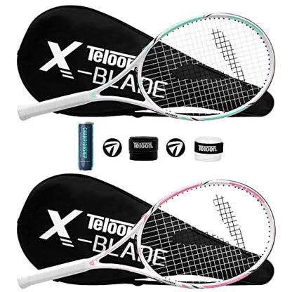 Teloon Tennis Rackets for Adults 2 pcs Recreational -27 inch Tennis Racquet for Men and Women College Students Beginner Tennis Racket.… - color: BLADE-V9-V10