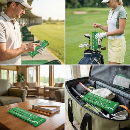 Golf Stroke Counter 18 Hole Bar Scorekeeper with Bead Chain, Green Handheld Tally Slider for Walking Rounds, Simple One-Hand Marking, Pocket Size, 1 Pack