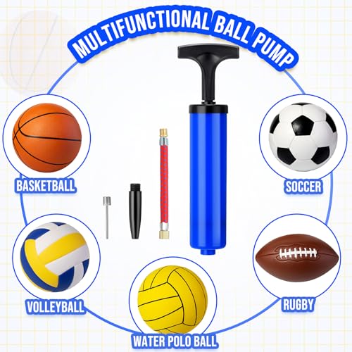 Jerify 8 Inch Ball Pump Kit Portable Sports Ball Air Pump for Soccer with Needle Extension Hose Inflator for Football Basketball Volleyball Balloon Rugby Netball Operation Xmas Child