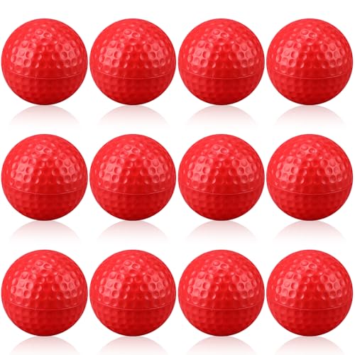 12 Pcs Foam Golf Practice Balls Soft Foam Balls for Golf Practice Realistic Feel and Flight Sport Training - color: Red