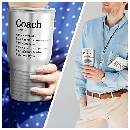 Newtay 2 Pieces 2026 Graduation Softball Coach Gifts Tennis Tumblers Stainless Steel Travel Mug with Lid and Whistles for Men Soccer Baseball Graduation Gift(Coach,Silver)