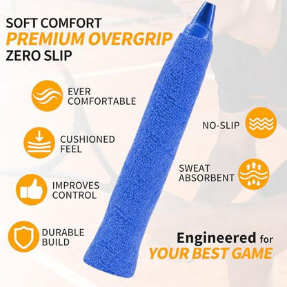 2 Pcs Tennis Racket Grip Tape, Towel Tennis Overgrip Tape, Anti-Slip Absorbent Grip, Racket Overgrip Tape,9 Colors - color: Blue