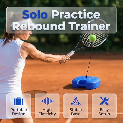 Wegodal Tennis Ball Training Baseboard, 2026 Upgrade Portable Tennis Trainer for Home use with Weighted Base, Portable Tennis Rebounder for Outdoor Backyard