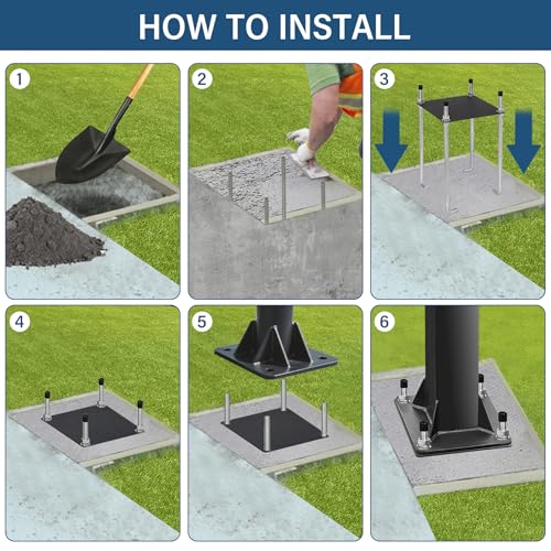 Basketball Hoop Anchor Kit 7” or 9", Universal Fit Ground Anchor Kit, Basketball Mounting Kit for Easy Relocation and Compatible with All Basketball Goals