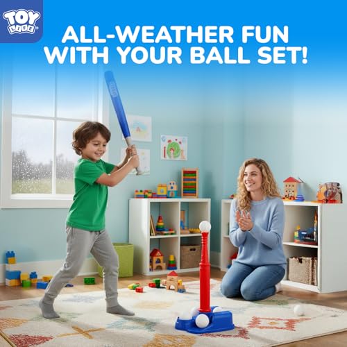 TOY Life T-Ball Set for Toddlers Ages 3-5 – Kids Baseball Set with Bat, Tee and 6 Balls – Outside Toys & Birthday Gift for 3, 4, 5, 6, 7, 8 Year Old Boys - size: Tee & Bat