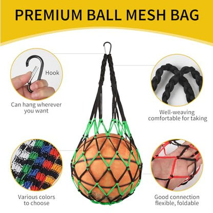 5 Pack Basketball Net Bag Mesh Bag Soccer Football Volleyball Ball Storage Nylon Single Ball Keeper Ball Carrier