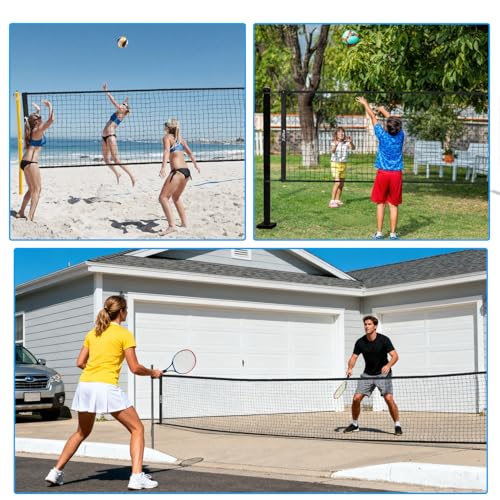 Luwint Backyard Volleyball Net 21ft, Recreational Volleyball Net Only for Outdoor Indoor Beach, Black Practice Net for Casual Games & Backyard Sports