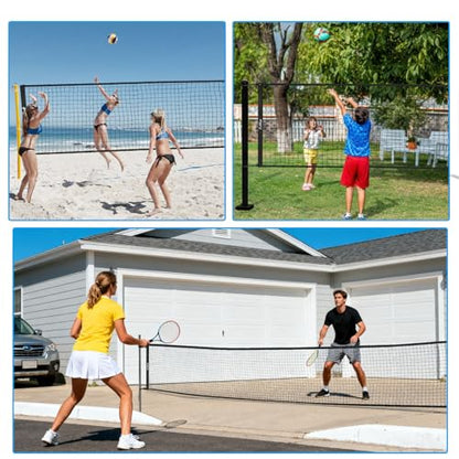Luwint Backyard Volleyball Net 21ft, Recreational Volleyball Net Only for Outdoor Indoor Beach, Black Practice Net for Casual Games & Backyard Sports