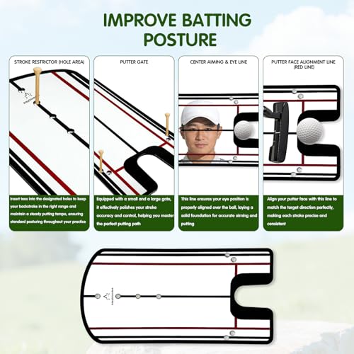Putting Mirror Alignment Training Aid – Golf Putting Practice Tool for Improved Accuracy & Consistency Indoor Outdoor