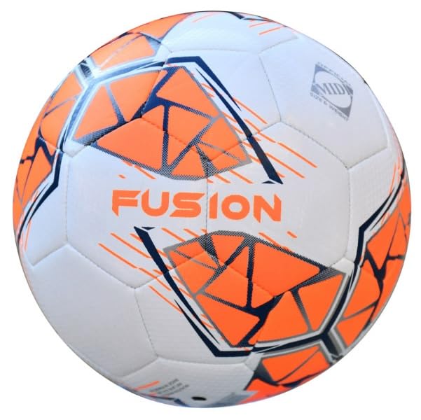 Precision Fusion High Performance Midi Football, Durable, Machine Stitched TPU, 2mm EVA Lined, Lightweight 220g - color: White/Fluo Orange/Navy