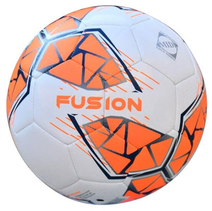 Precision Fusion High Performance Midi Football, Durable, Machine Stitched TPU, 2mm EVA Lined, Lightweight 220g - color: White/Fluo Orange/Navy