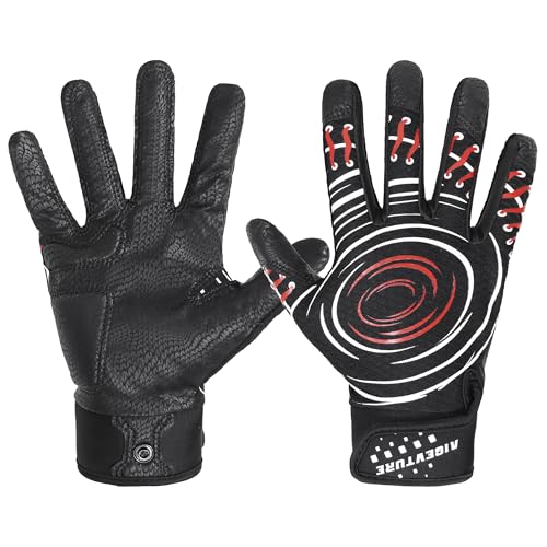 AIGEVTURE Baseball Bating Gloves Adult Youth Baseball Softball Batting Gloves Adult Kids Boys Girls - color: Black-leather, size: Adult Large