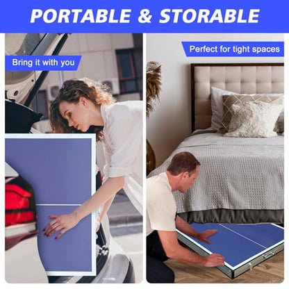 Ping Pong Table Foldable & Portable Table Tennis Table Set for Indoor & Outdoor Games with Net, 2 Paddles and 3 Balls - size: 5FT