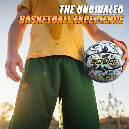 SQUAD NightPlay Reflective Basketball Size 5, Size 7 - Cool Holographic Glow Basketball for Night Game, Ideal Gift for Boys Girls 10-14 Year Old, Cool Teen Toys