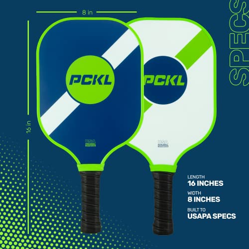 PCKL Pickleball Starter Bundle Series 2 Paddles and 4 Pickleball Balls Set | USA Pickleball Approved | Fiberglass Face with Large Sweet Spot | Honeycomb Core
