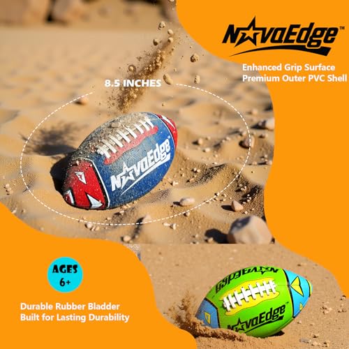 8.5-Inch All-Weather Football for Kids | Land & Water Play on Lawn, Playground, Pool, Beach | Waterproof with Grips & Laces | Includes Pump | Choose 1 or 2 Ball Pack