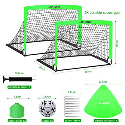 Pro-Grade Kids Backyard Soccer Goal, Tear-Resistant 5-Layer Polyester Soccer Net & 10mm Poles for Maximum Durability, 4x3ft/6x4ft/7x5ft, Pop Up Portable Soccer Training Equipment Set with Size 4 Ball - size: 4 ft x 3ft, style: Green