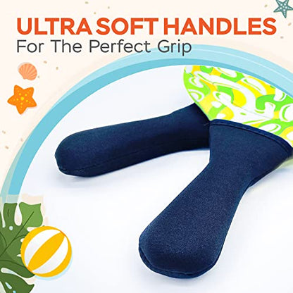Sunlite Sports Beach Paddle Game Set, 2 Paddles and 2 Balls, Perfect for Backyard Fun or Outdoor or Beach or Lawn, Green