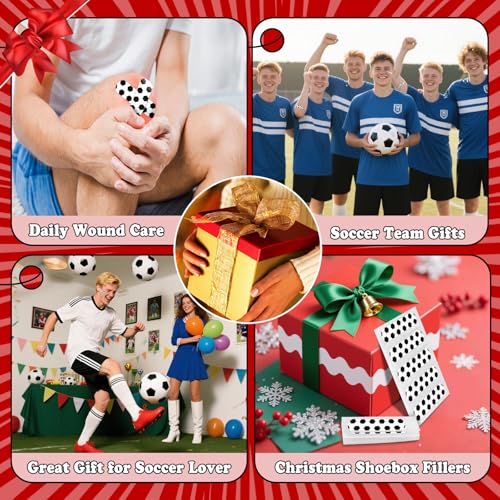 60Pcs Soccer Bandages, Waterproof & Breathable PE Sports Adhesive Bandage for Minor Wound Care, Soccer Team Hypoallergenic First Aid Supplies for Kids Boys Girls & Soccer Mom, Latex Free