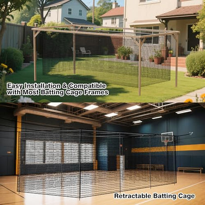 Baseball Batting Netting20/35/40/55/70FT(ONLY NET), Professional Softball Baseball Batting Cage Net, Heavy Duty Enclosed PE Practice Net for Indoor and Outdoor Batting Hitting Training Net - size: 35FT