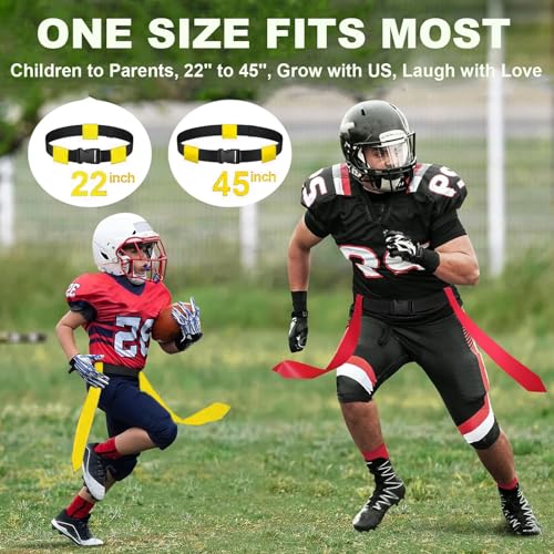 Flag Football Belts, Flag Football Set for Adults Kids Youth and Family, Adjustable Flag Football Flags for 14 Players with 42 Flags, Sports Training Competition