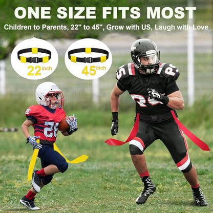 Flag Football Belts, Flag Football Set for Adults Kids Youth and Family, Adjustable Flag Football Flags for 14 Players with 42 Flags, Sports Training Competition