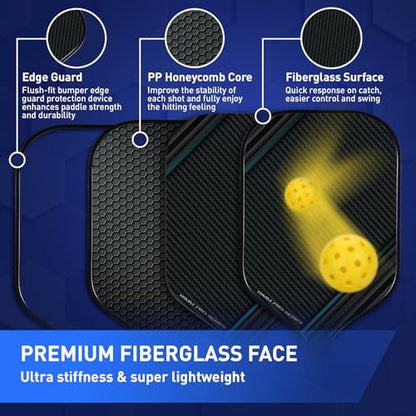Carbon Pickleball Paddles Set of 2, Professional Pickle Ball Rackets, Pickleball Gifts for Women、Man、Beginner、Pickleball Lovers - color: Textured-VC