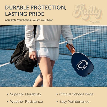 Officially Licensed Collegiate Pickleball Paddle Cover - Lightweight PU Leather Material - Durable Foam Interior Protection with Zippered Closure - Fits Most Paddles on the Market - color: Penn State