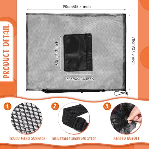 Woanger 9 Pieces Extra Large Sports Ball Bag Mesh Soccer Ball Bag with Adjustable Shoulder Strap Drawstring Heavy Duty Sports Storage Net Bag for Basketball Volleyball Swimming Gear 35.4 x 27.5 Inch