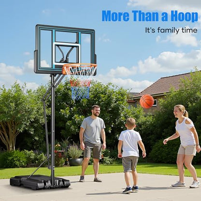 Asbest 44" Portable Basketball Hoop Outdoor | 5.5-10ft Stepless Adjustable Height Basketball Goal System for Driveway, Backyard, for All Ages