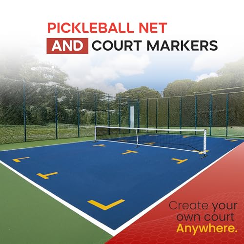 Pickleball Set of Portable Pickleball Net for Driveway & Court Marking Kit with Pickle Ball Bag - Easy Setup Outdoor & Indoor Pickle Ball Equipment for Recreational & Competitive Play