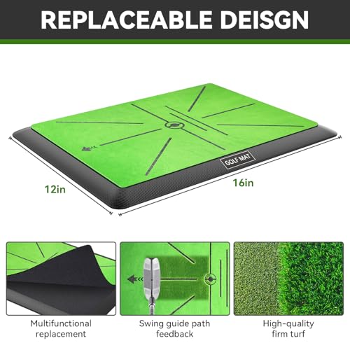 Golf Mat, Practice Outdoor Indoor for Training Chipping Show Swing Path, Hitting Turf Mat with Rubber Backing,Golf Accessories,Gifts for Men/Dad/Husband