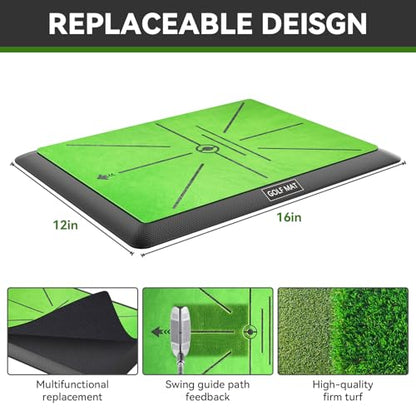 Golf Mat, Practice Outdoor Indoor for Training Chipping Show Swing Path, Hitting Turf Mat with Rubber Backing,Golf Accessories,Gifts for Men/Dad/Husband