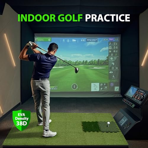 GAIARENA Tri-Turf Golf Hitting Mat Premium Indoor/Outdoor/Backyard Golfing Practice Mat for Home Golf Simulators, Thick EVA Foam Base & Tri-Turf Tiles Rough Driving Course Grass, Gift for Avid Golfers - size: 75.6"*45.6"