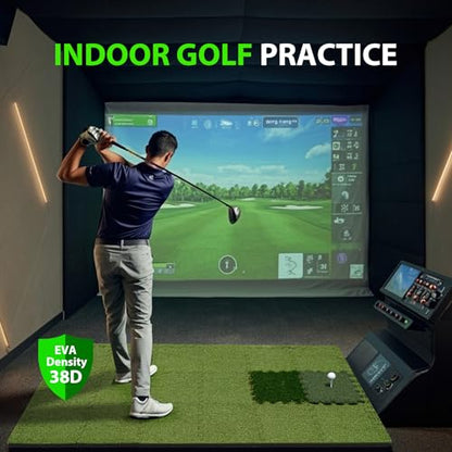 GAIARENA Tri-Turf Golf Hitting Mat Premium Indoor/Outdoor/Backyard Golfing Practice Mat for Home Golf Simulators, Thick EVA Foam Base & Tri-Turf Tiles Rough Driving Course Grass, Gift for Avid Golfers - size: 75.6"*45.6"