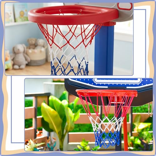 2Pcs Mini Basketball Net Replacement, 8 Loops Basketball Net Small Replacement Net for Indoor Door Room Walls, Vibrant Color