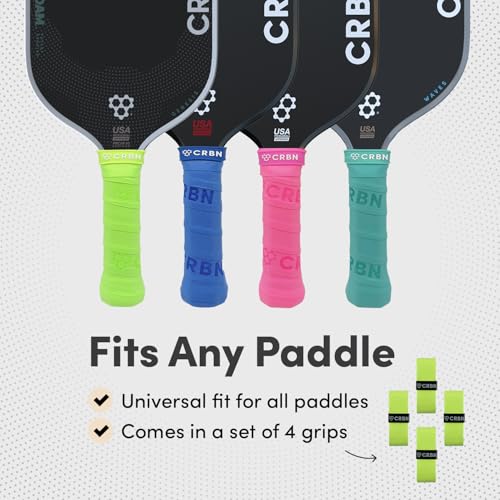 CRBN Pickleball - Drytec™ Overgrips - Pickleball Paddle Grip Tape - Absorbs Shock & Moisture - 4 Pack - color: Grey - 4 Pack