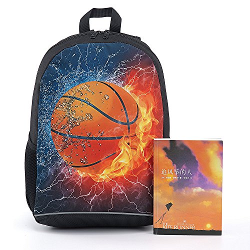 CAIWEI American Football Backpack School Bag (Burning basketball) - color: Burning Basketball, size: 17.2*11.7*5.5 Inch