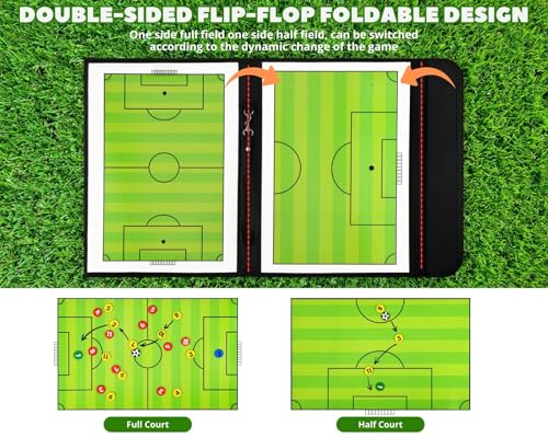 Magnetic Soccer Coaching Board Tactical Clipboard Kit with Dry Erase Portable Strategy Coach Board