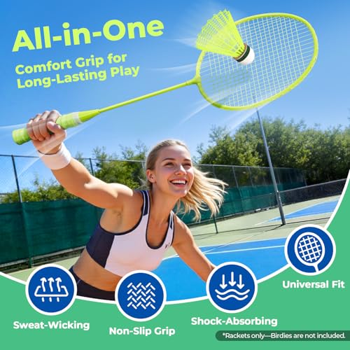 AboveGenius Badminton Rackets Set of 2, Lightweight Badminton Set for Outdoor Backyard Games, Portable Racquet for Family Beginners Adults and Teens