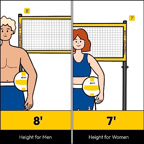 A11N Sports Heavy-Duty 32ft Outdoor Volleyball Net with Anti-Sag System - Portable Set Includes Volleyball, Net, Air Pump, Boundary Markers and Bag - Perfect for Backyard, Beach, and Park