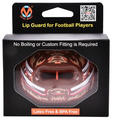 Oral Mart Flag Football Mouth Guard with 3D LipFit Design for Kids - Youth Football Mouthguard (No Boil) Cool Instant Fit Lip Guard Mouthpiece for Braces (Detachable Helmet Strap Included) - color: Charging Boar